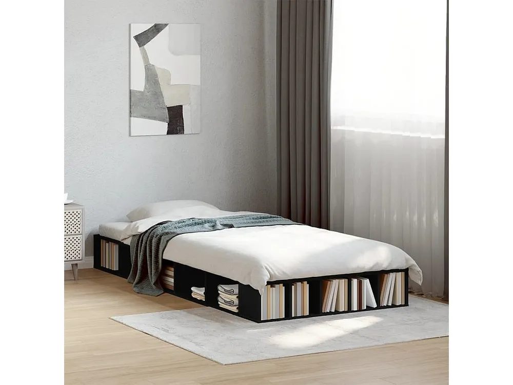 Estrutura de cama 90x190 cm derivados de madeira preto