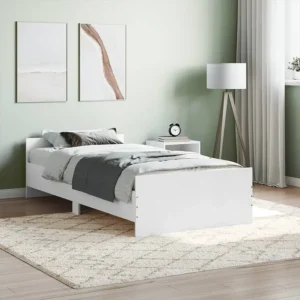 Estrutura de cama 90x200 cm derivados de madeira branco