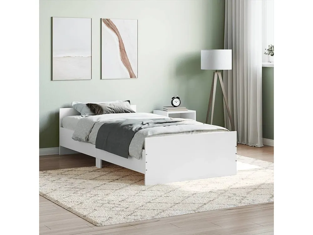 Estrutura de cama 90x200 cm derivados de madeira branco