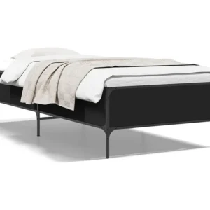 Estrutura de cama 90x200 cm derivados de madeira/metal preto