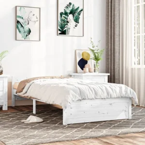Estrutura de cama 90x200 cm madeira maciç branco