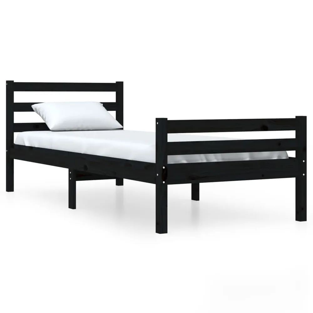 Estrutura de cama 90x200 cm madeira maciç preto