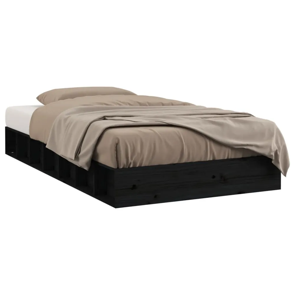 Estrutura de cama 90x200 cm madeira maciç preto
