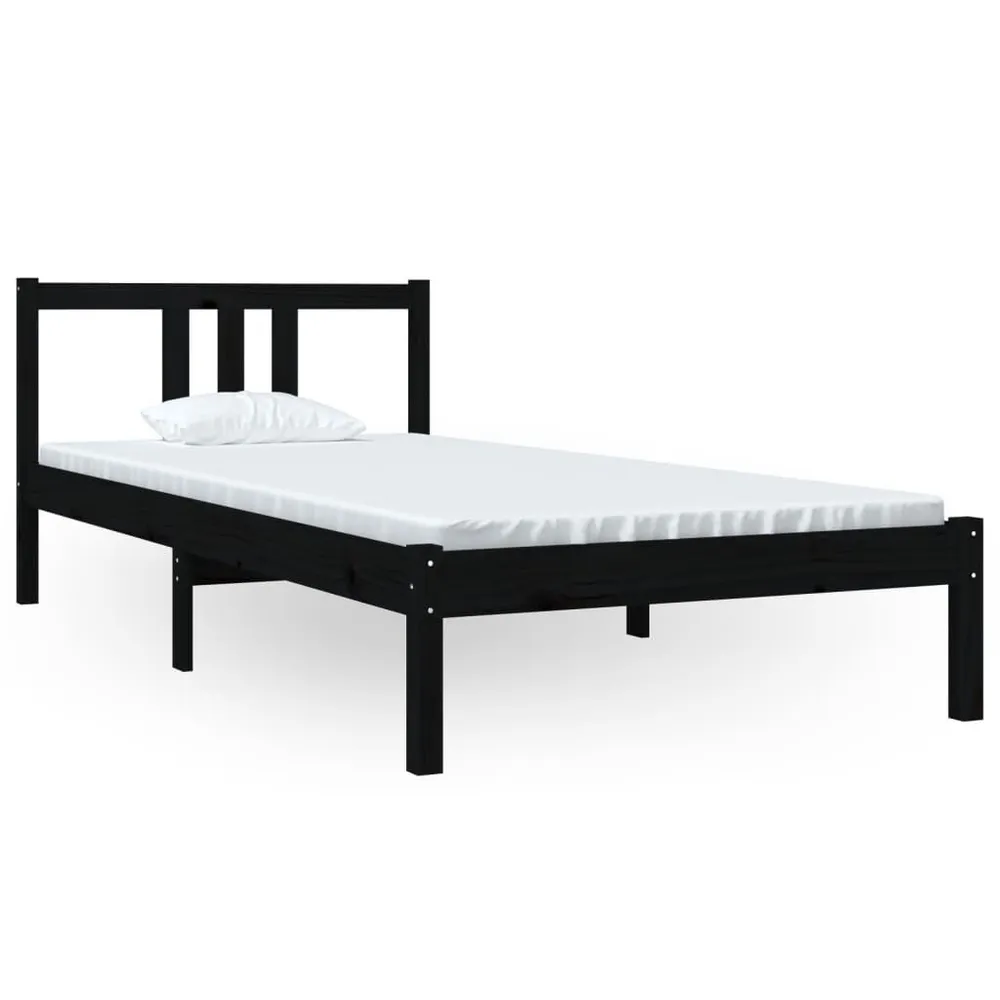 Estrutura de cama 90x200 cm madeira maciç preto