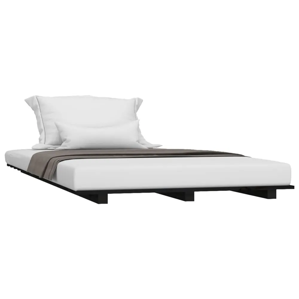 Estrutura de cama 90x200 cm madeira de pinho maciç preto