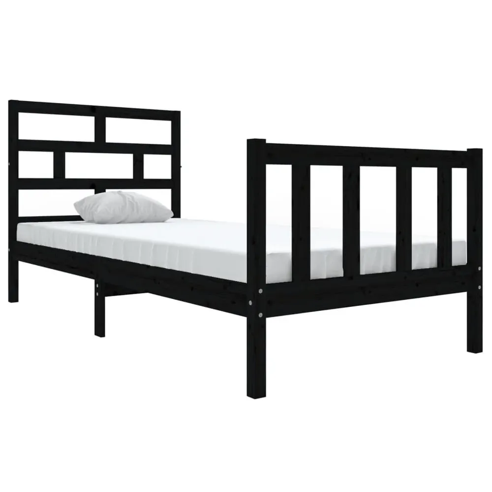 Estrutura de cama 90x200 cm madeira de pinho maciç preto