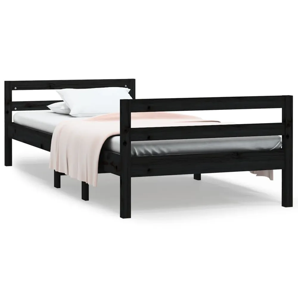 Estrutura de cama 90x200 cm madeira de pinho maciç preto