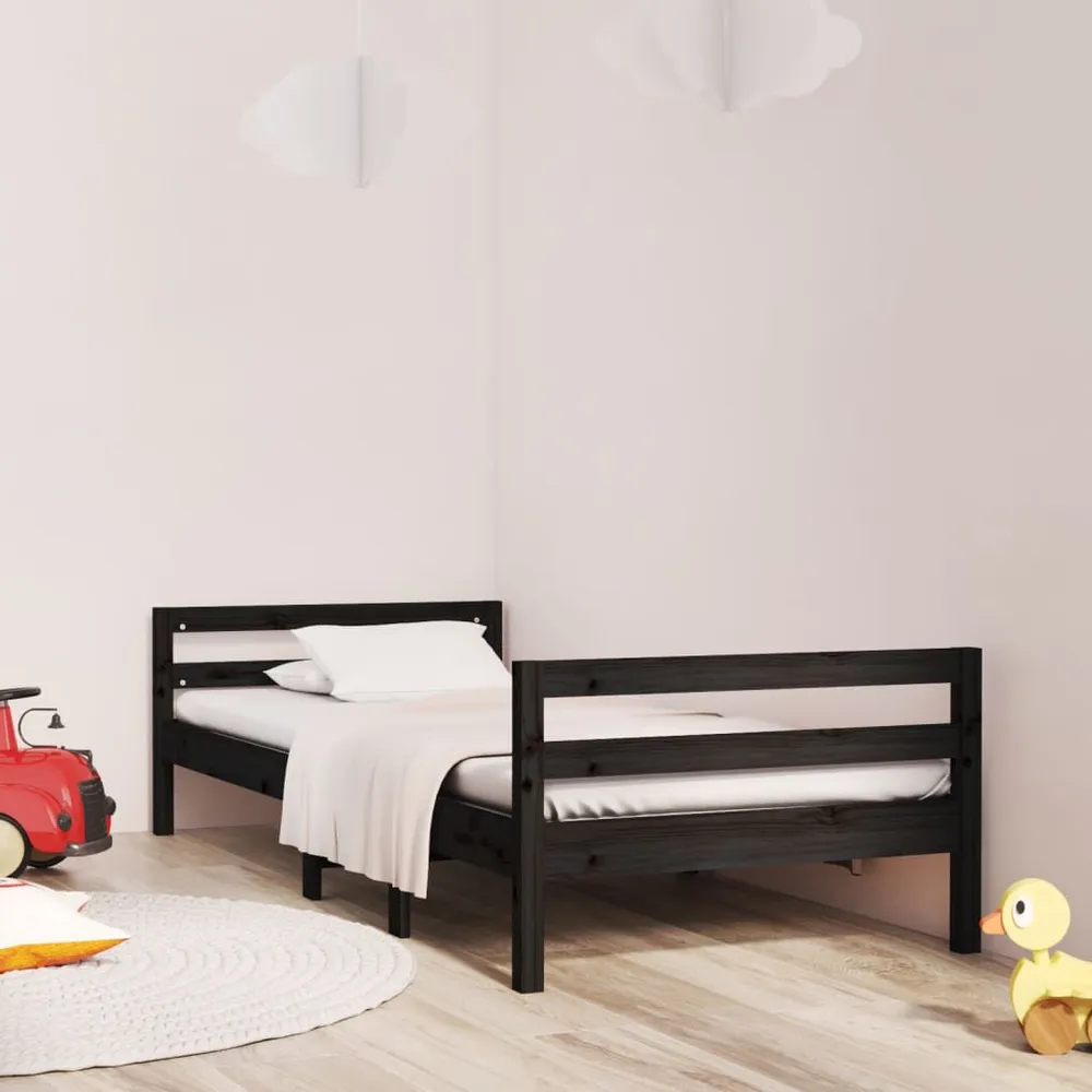 Estrutura de cama 90x200 cm madeira de pinho maciç preto