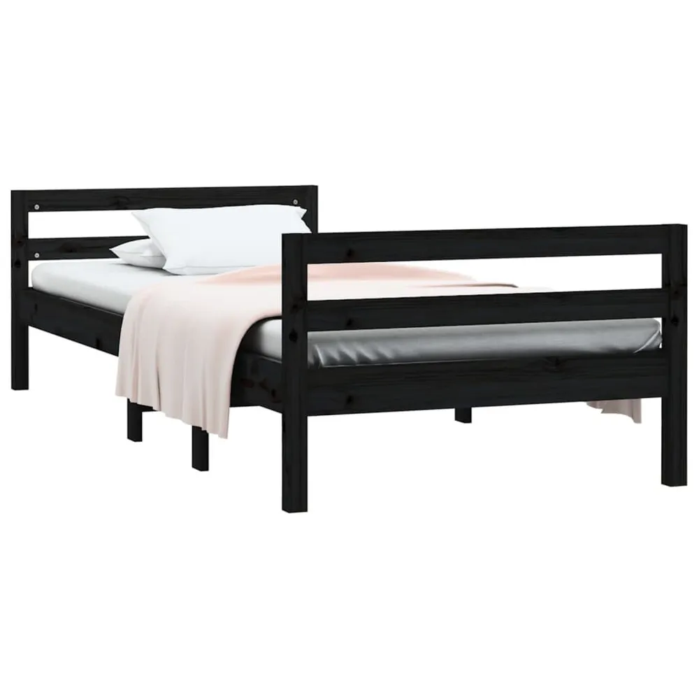 Estrutura de cama 90x200 cm madeira de pinho maciç preto