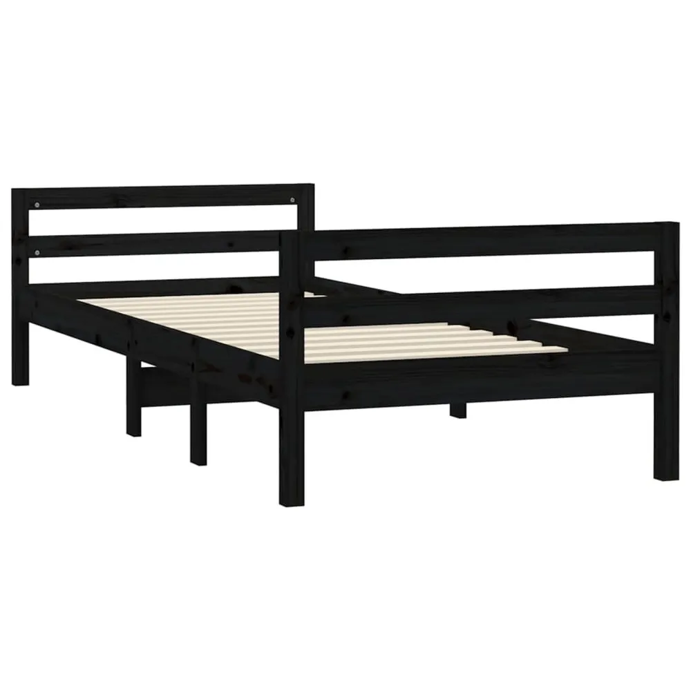 Estrutura de cama 90x200 cm madeira de pinho maciç preto
