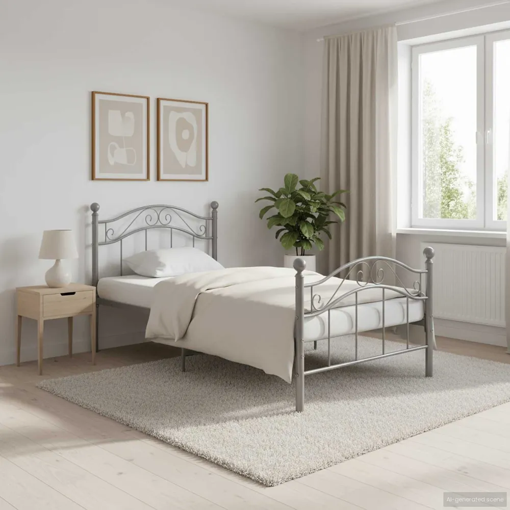 Estrutura de cama 90x200 cm metálico cinzento