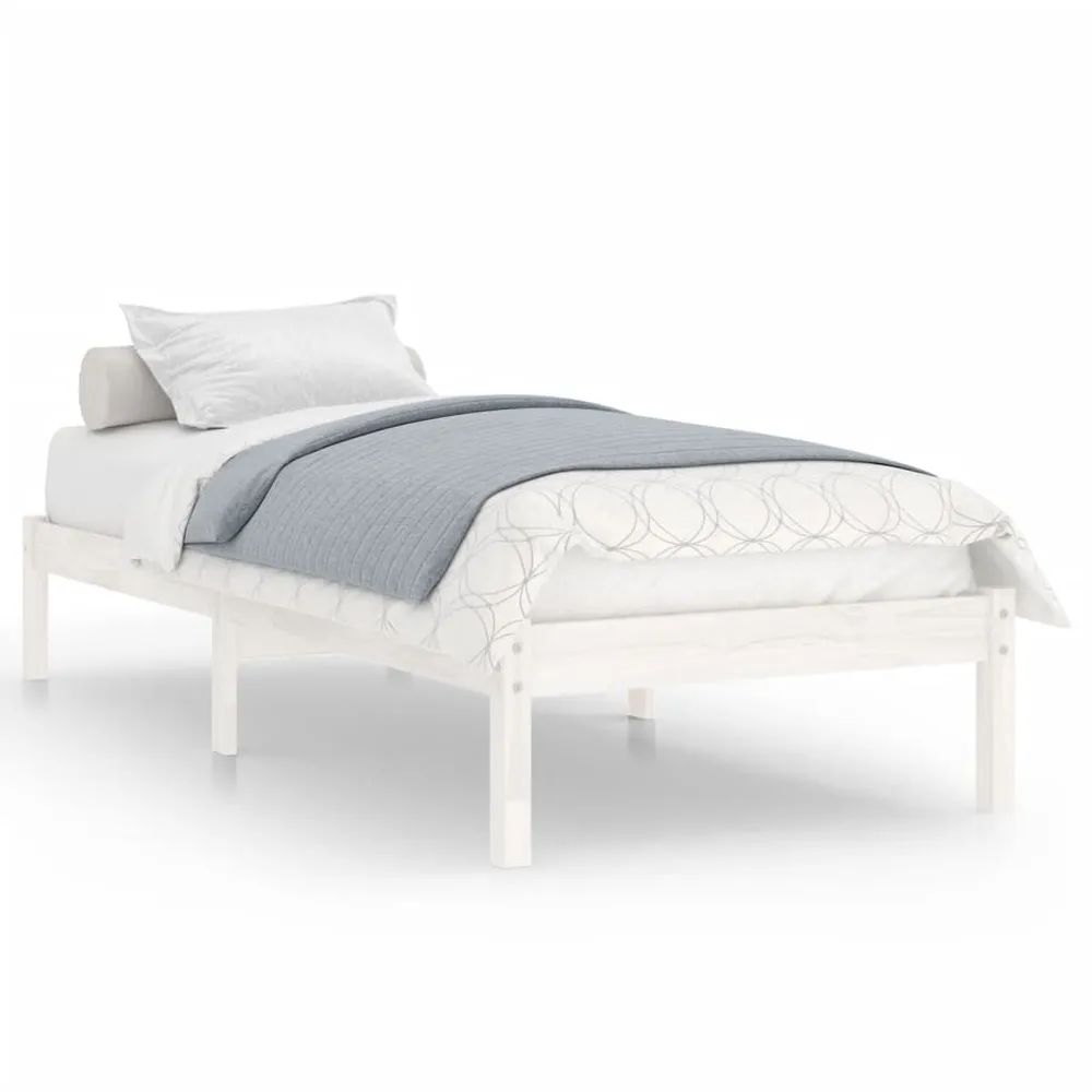 Estrutura de cama 90x200 cm pinho maciço branco