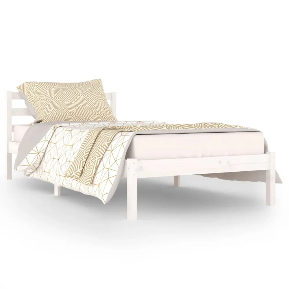 Estrutura de cama 90x200 cm pinho maciço branco