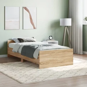Estrutura de cama 90x200cm derivados de madeira carvalho sonoma