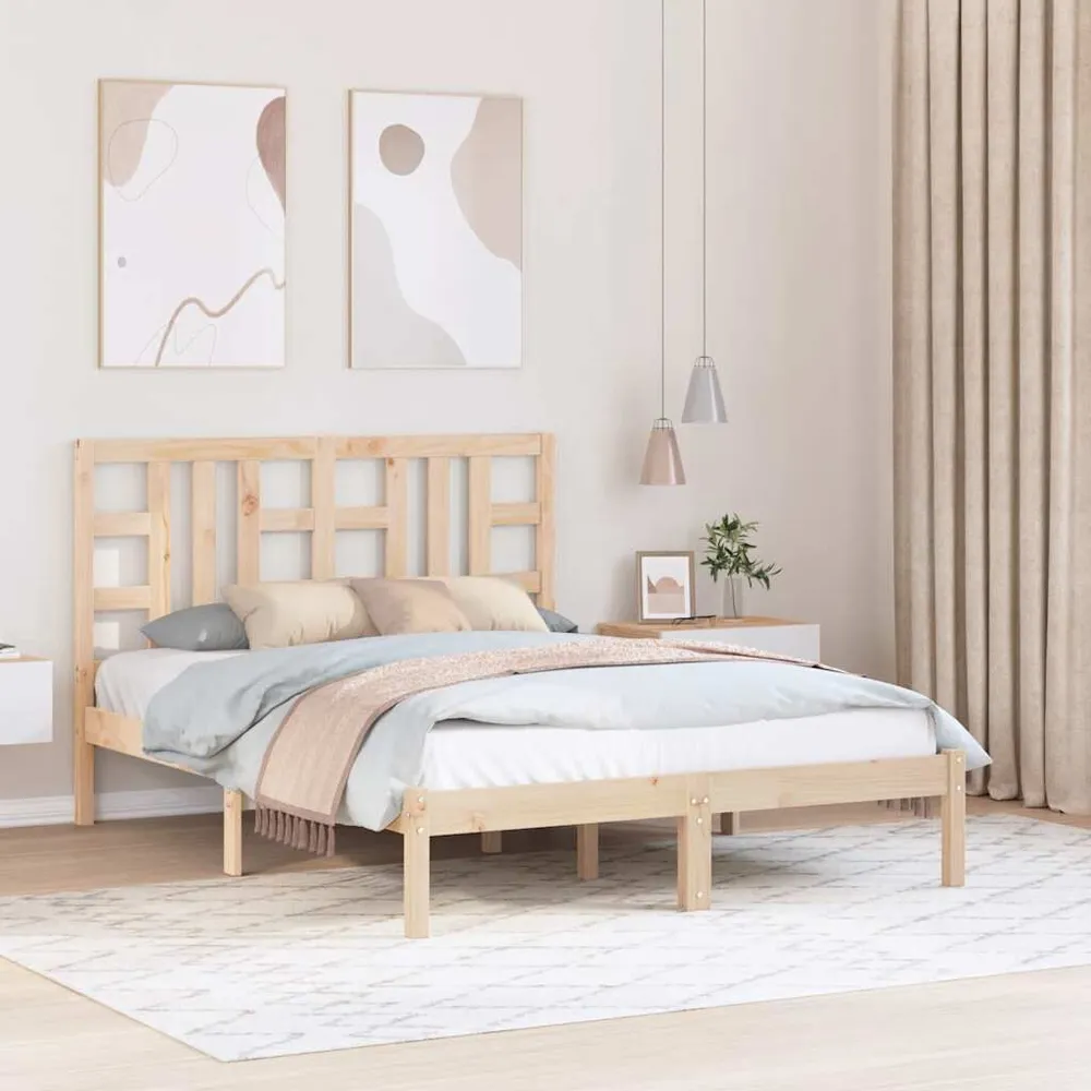 Estrutura de cama casal 135x190 cm madeira maciç