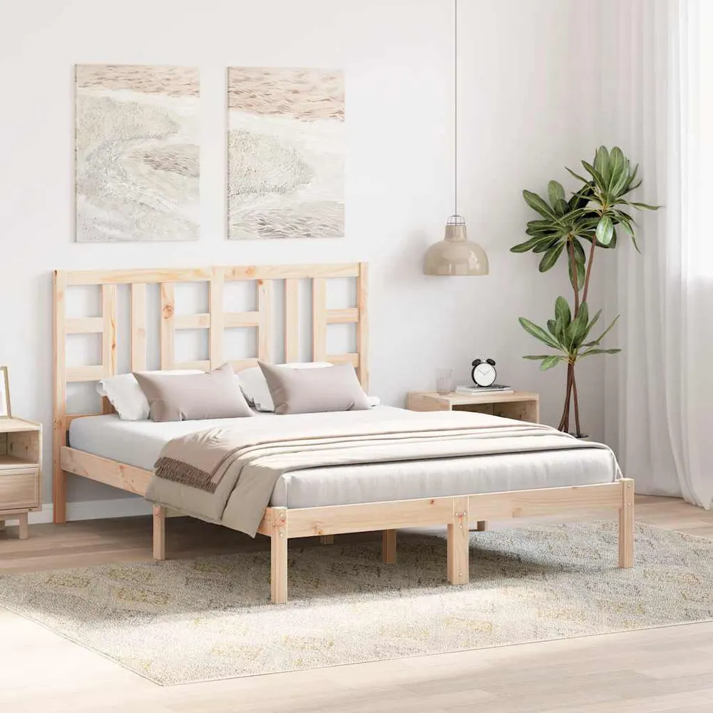 Estrutura de cama casal 135x190 cm madeira maciç