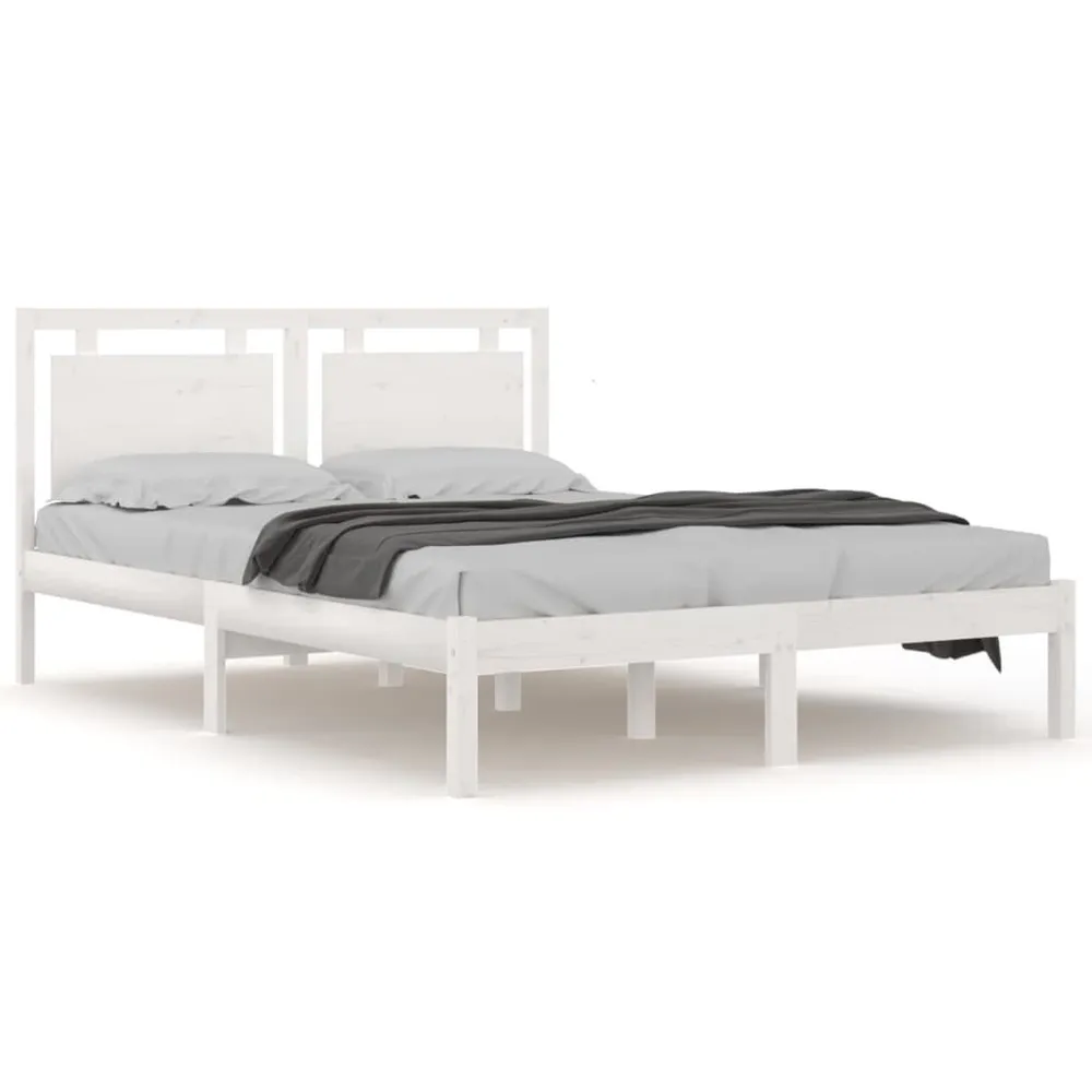 Estrutura de cama casal 135x190 cm madeira maciç branco