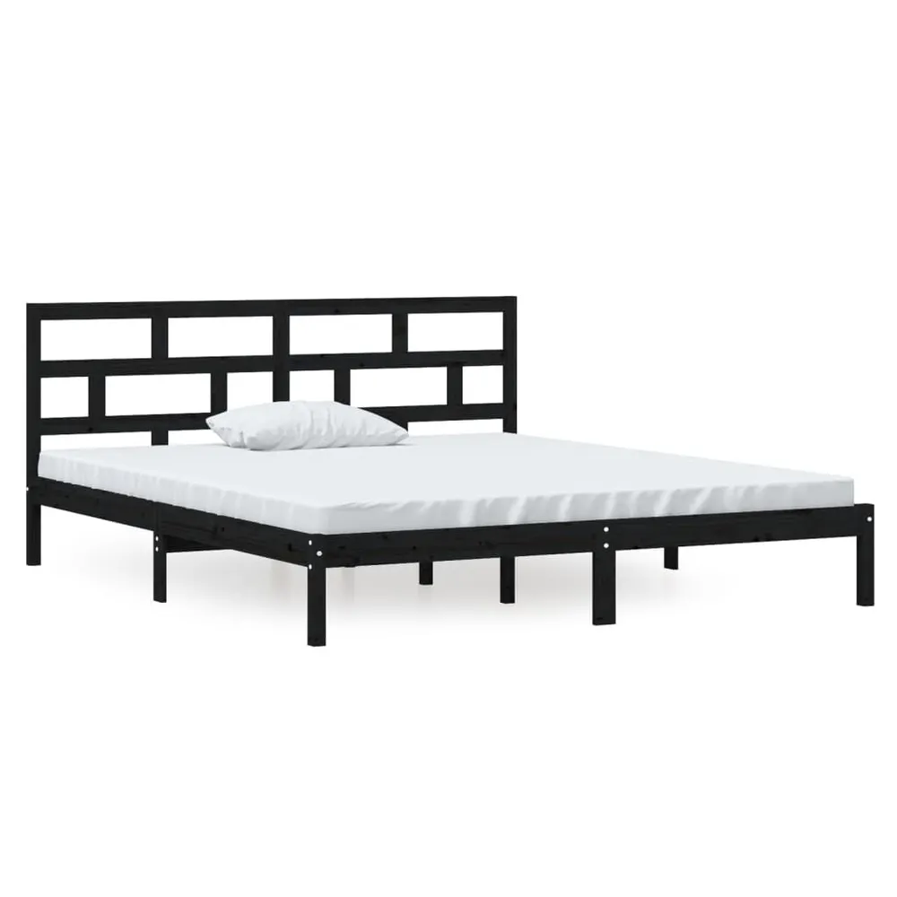 Estrutura de cama casal 135x190 cm madeira maciç preto