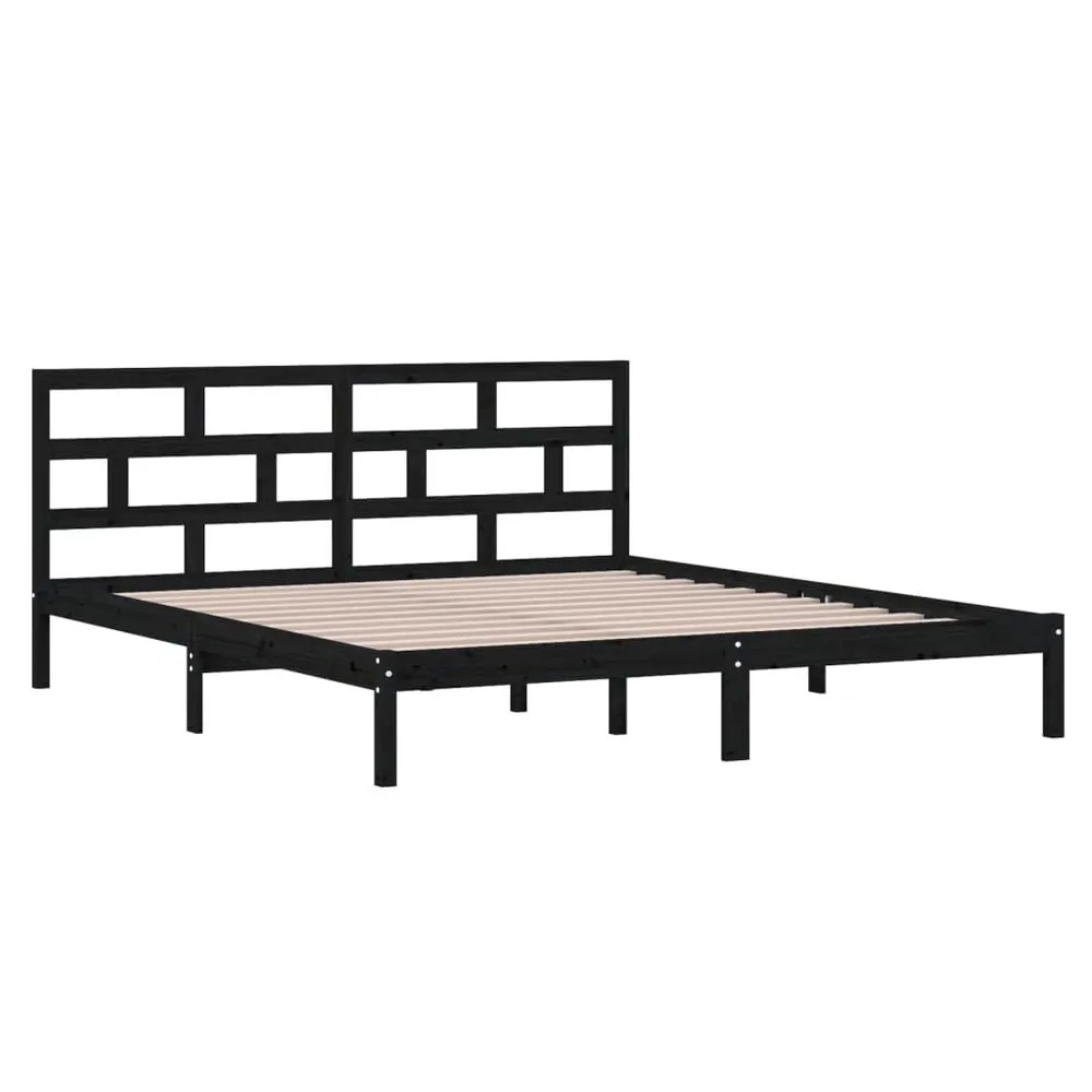 Estrutura de cama casal 135x190 cm madeira maciç preto