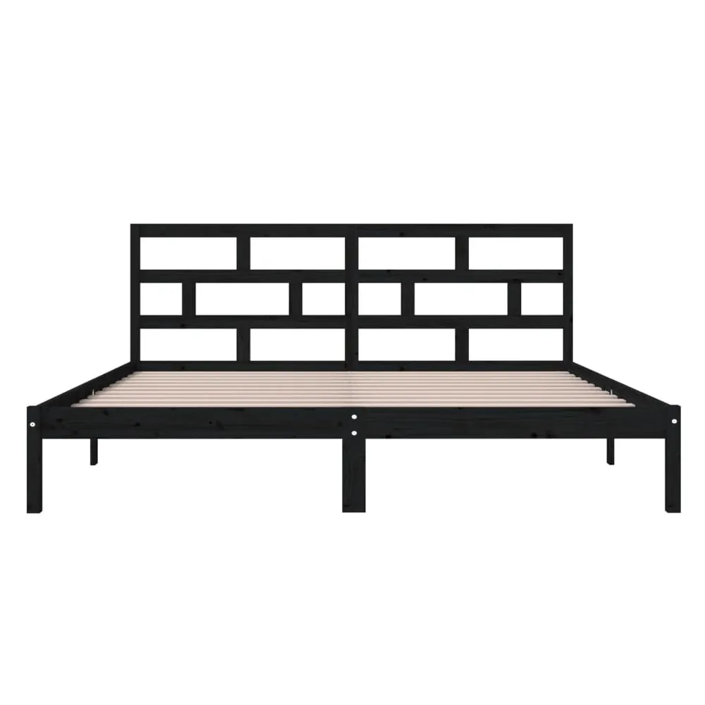 Estrutura de cama casal 135x190 cm madeira maciç preto