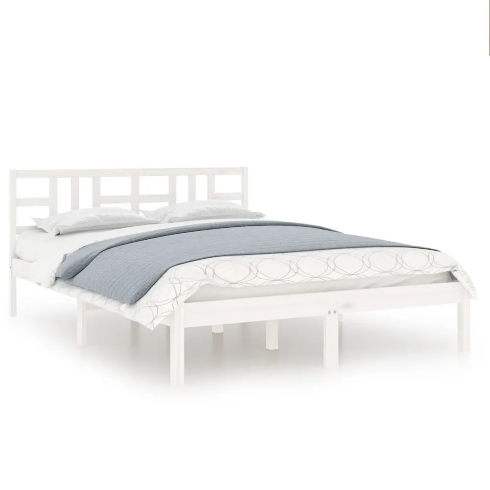 Estrutura de cama casal 135x190 cm madeira maciç branco