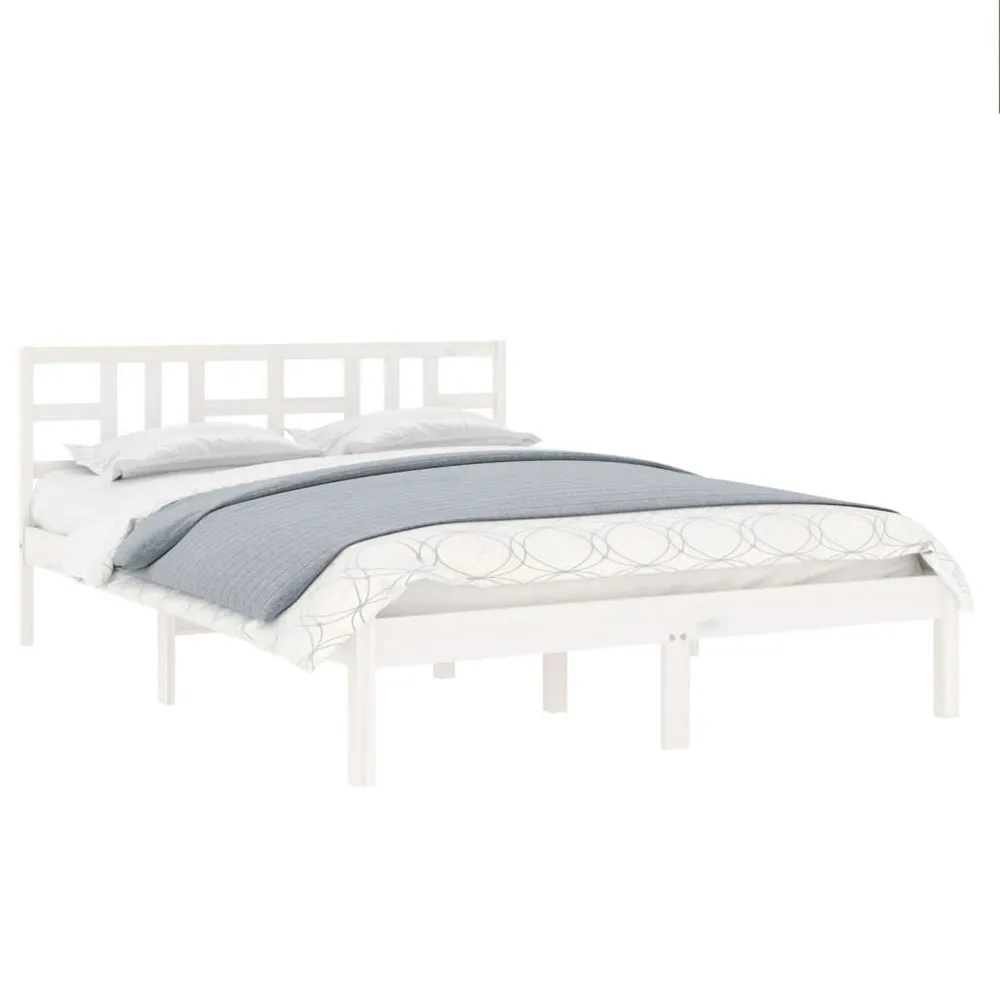Estrutura de cama casal 135x190 cm madeira maciç branco