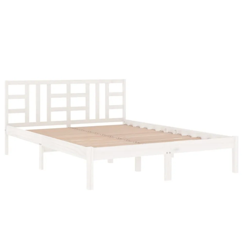 Estrutura de cama casal 135x190 cm madeira maciç branco