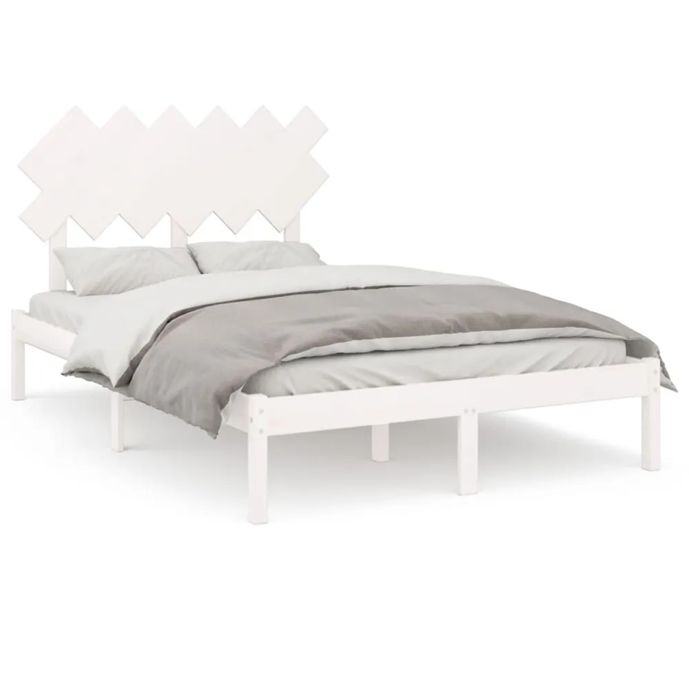 Estrutura de cama casal 135x190 cm madeira maciç branco