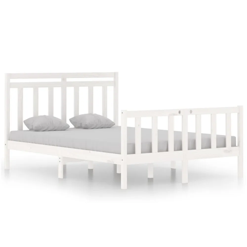 Estrutura de cama casal 135x190 cm madeira maciç branco