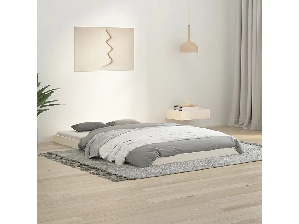 Estrutura cama de casal pequena 120x190 cm pinho maciço branco
