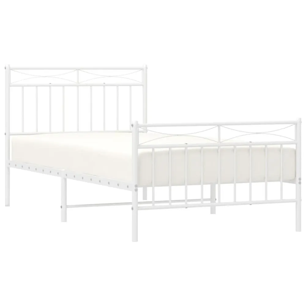 Estrutura de cama com cabeceira e pés 100x190 cm metálico branco