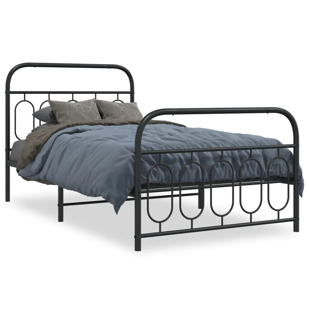 Estrutura de cama com cabeceira e pés 100x190 cm metálico preto