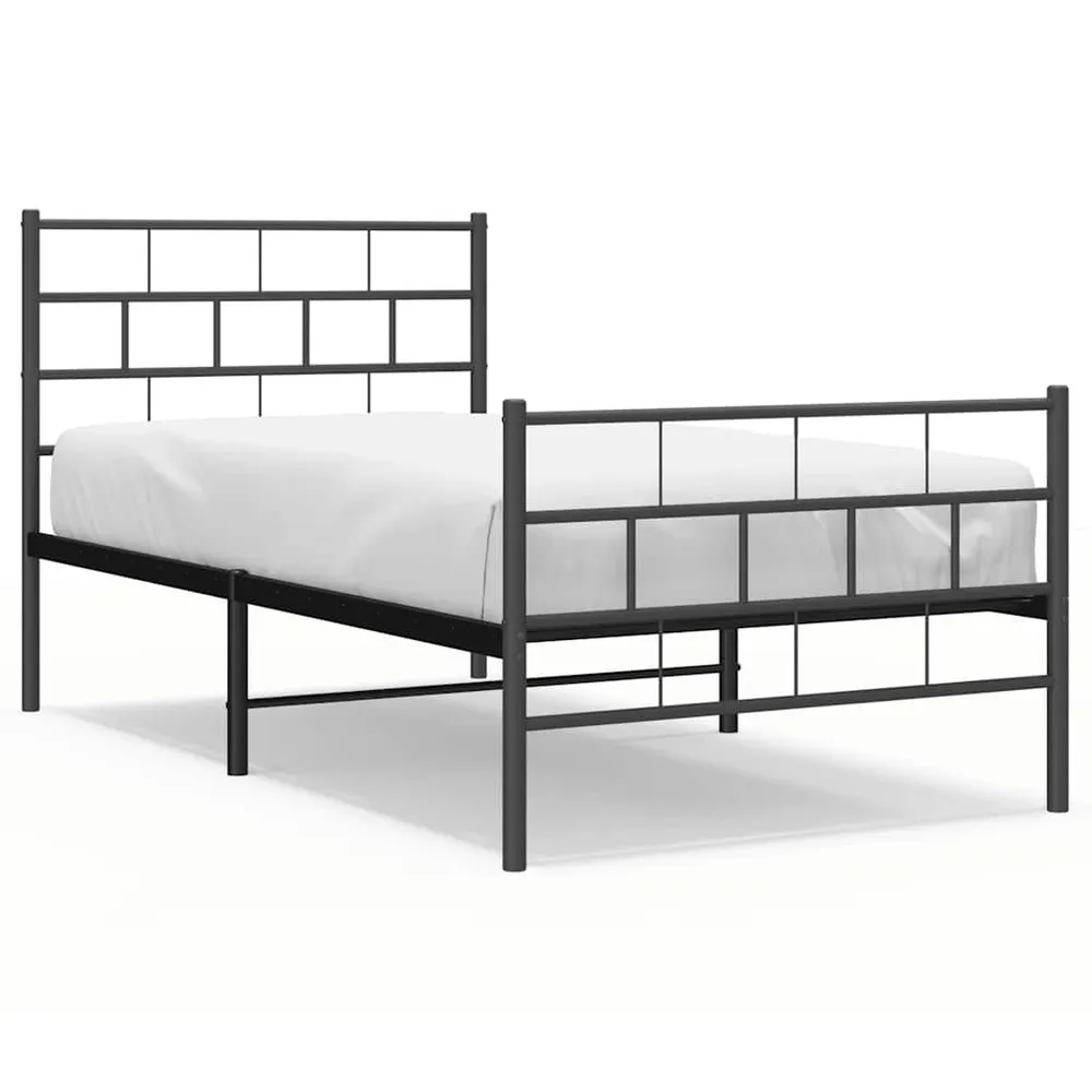 Estrutura de cama com cabeceira e pés 100x190 cm metálico preto