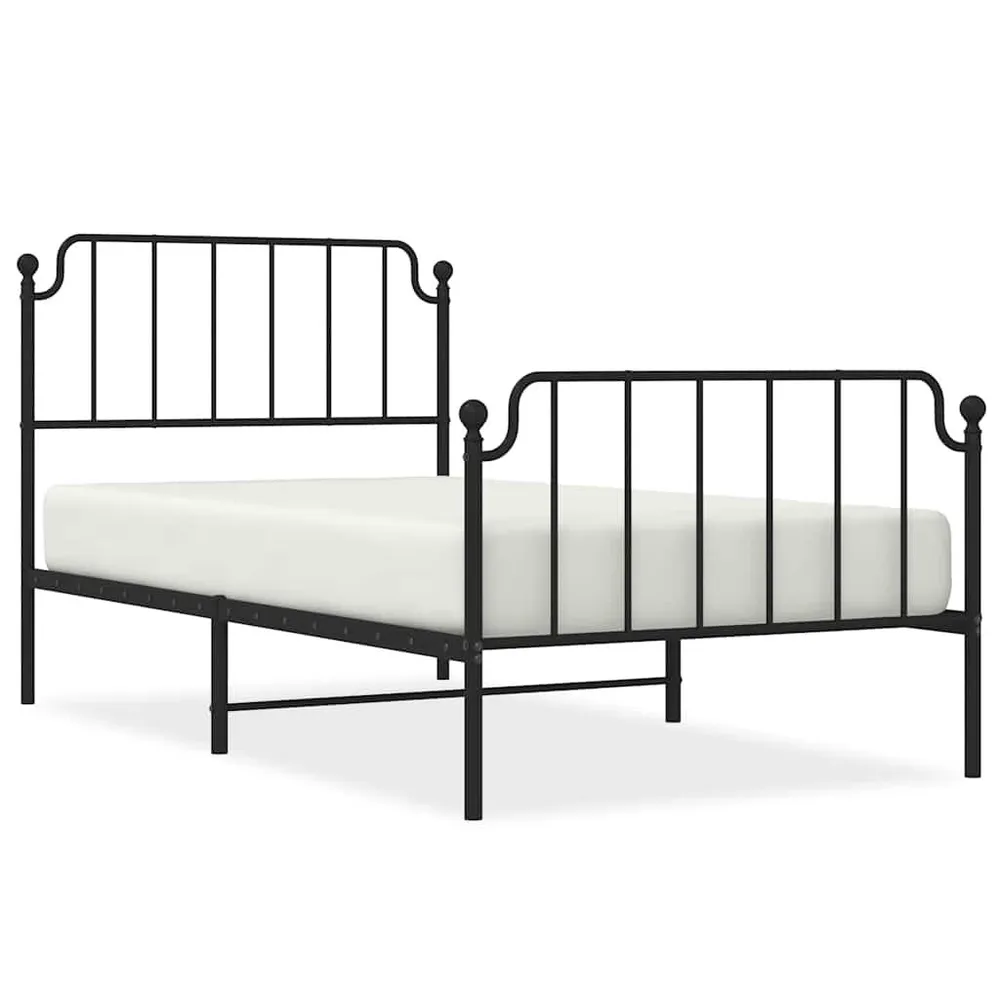 Estrutura de cama com cabeceira e pés 100x190 cm metálico preto