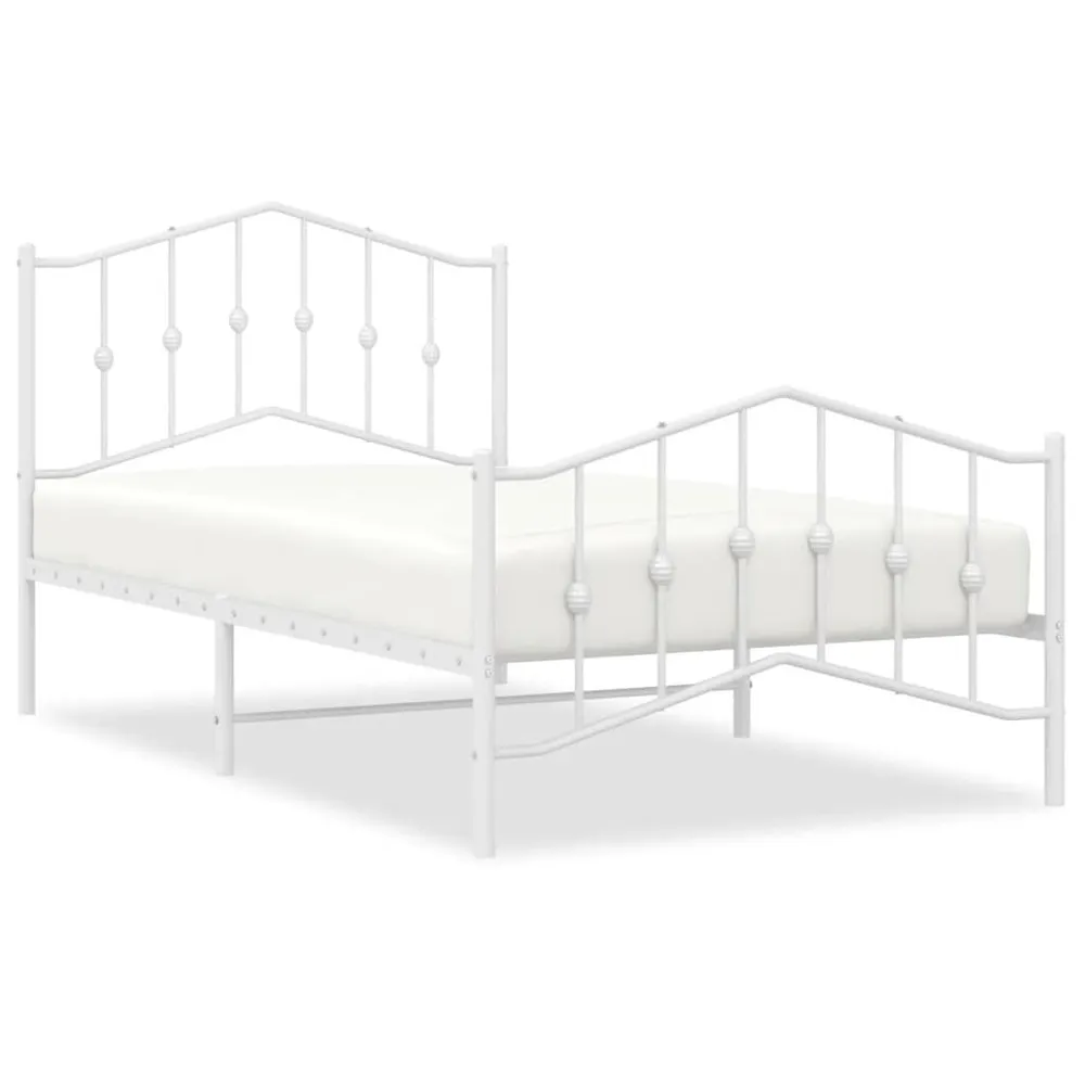 Estrutura de cama com cabeceira e pés 100x190 cm metálico branco