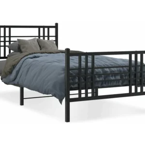 Estrutura de cama com cabeceira e pés 100x190 cm metálico preto
