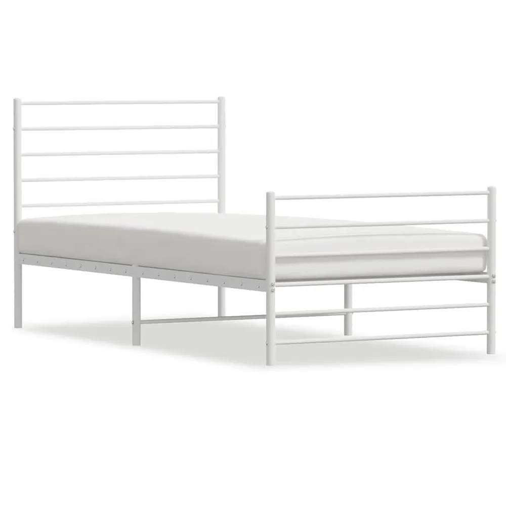 Estrutura de cama com cabeceira e pés 100x190 cm metálico branco