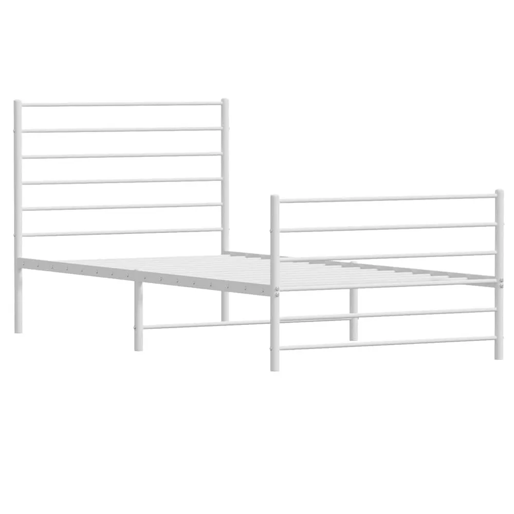 Estrutura de cama com cabeceira e pés 100x190 cm metálico branco
