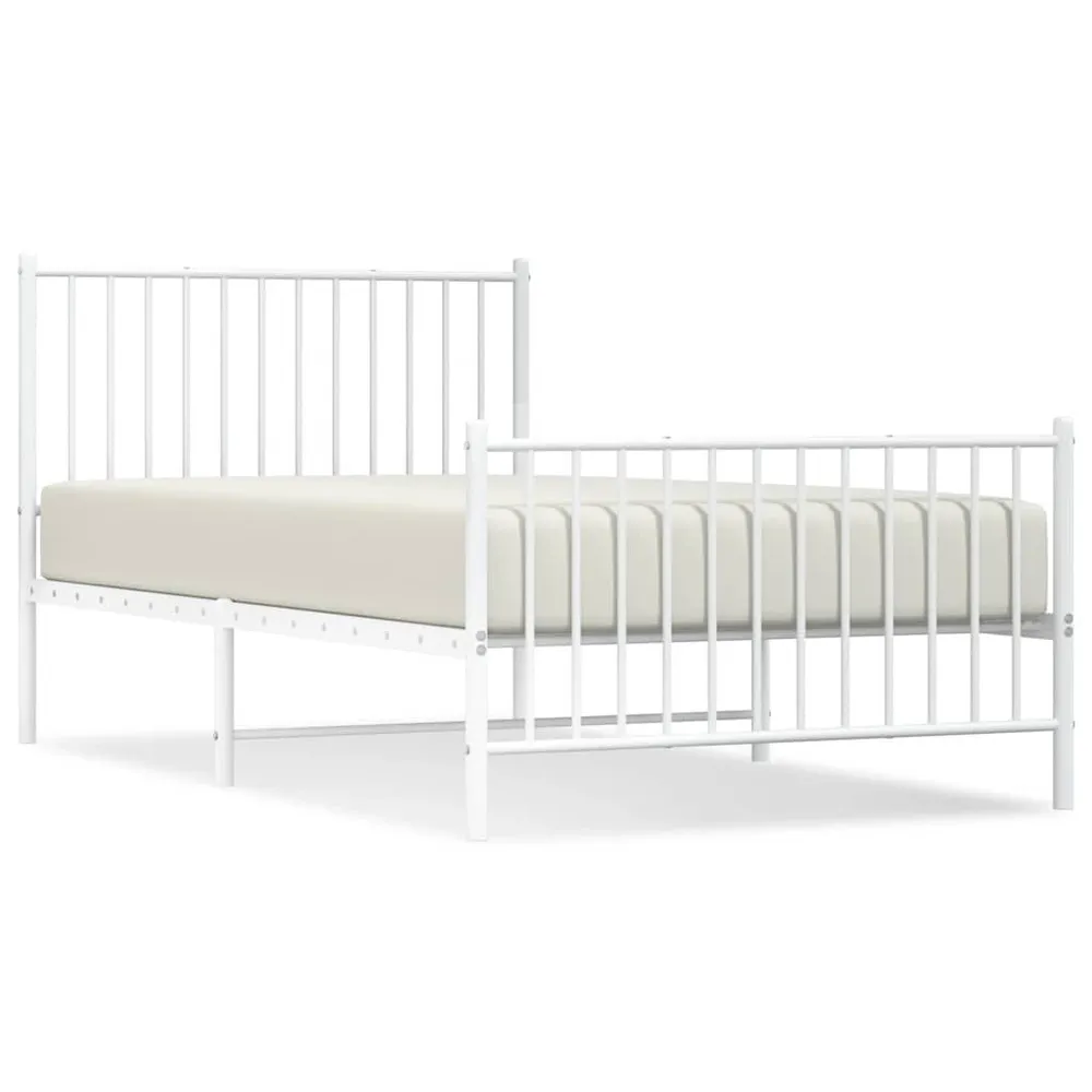 Estrutura de cama com cabeceira e pés 100x190 cm metálico branco