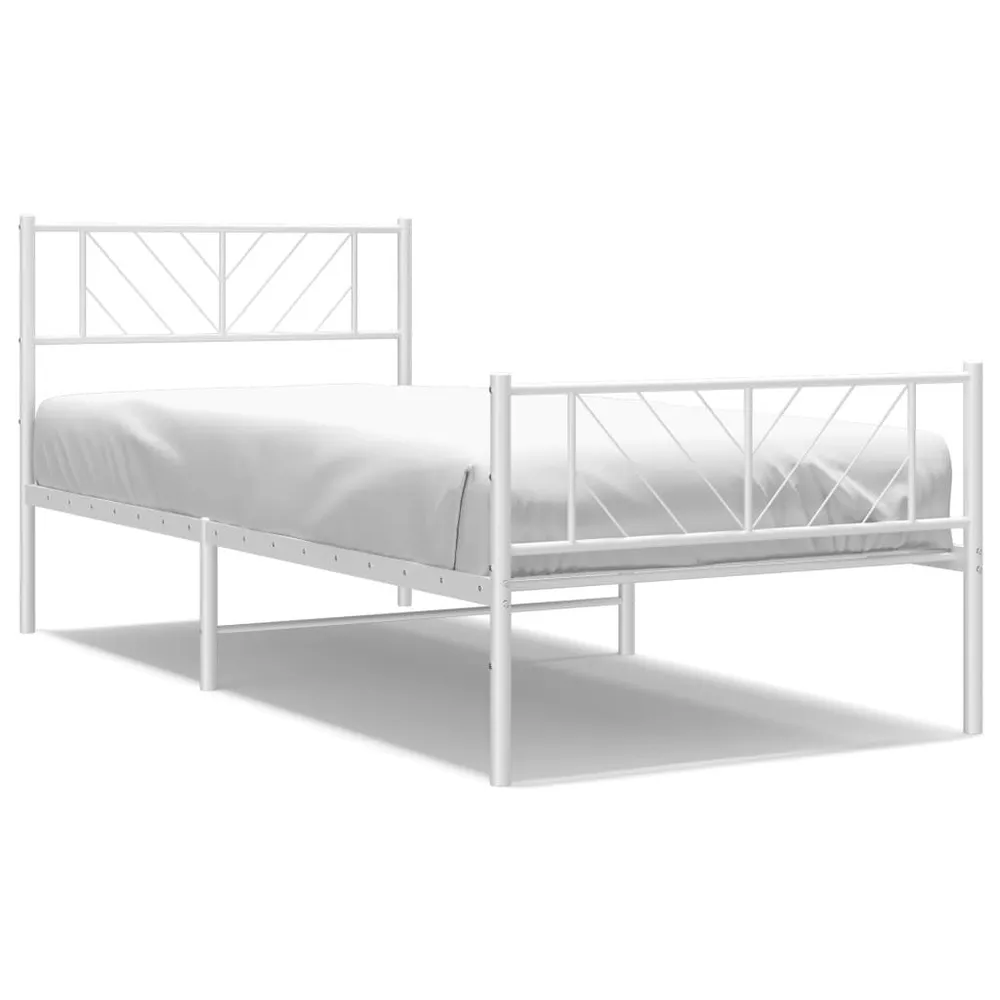 Estrutura de cama com cabeceira e pés 100x190 cm metálico branco