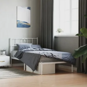 Estrutura de cama com cabeceira 100x190 cm metálico branco