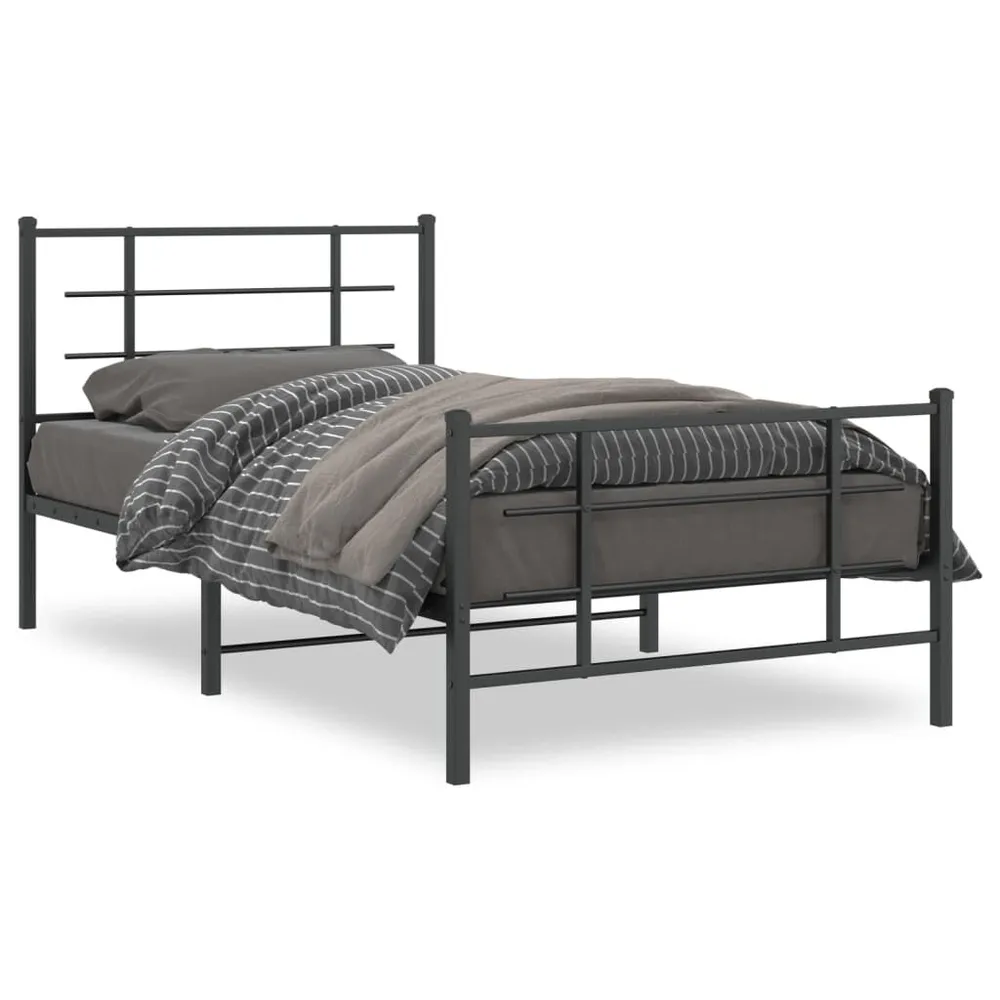 Estrutura de cama com cabeceira e pés 100x190 cm metálico preto