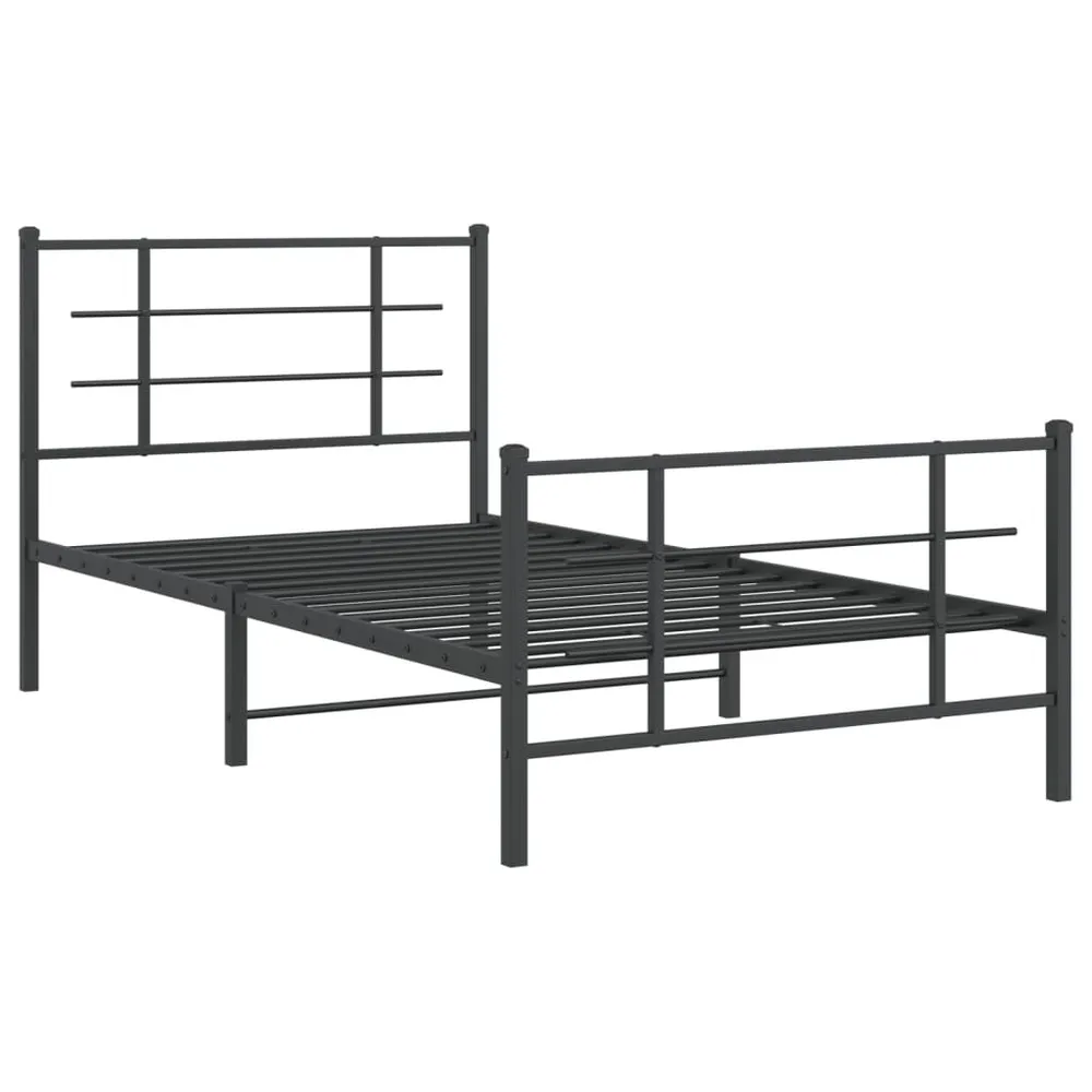 Estrutura de cama com cabeceira e pés 100x190 cm metálico preto
