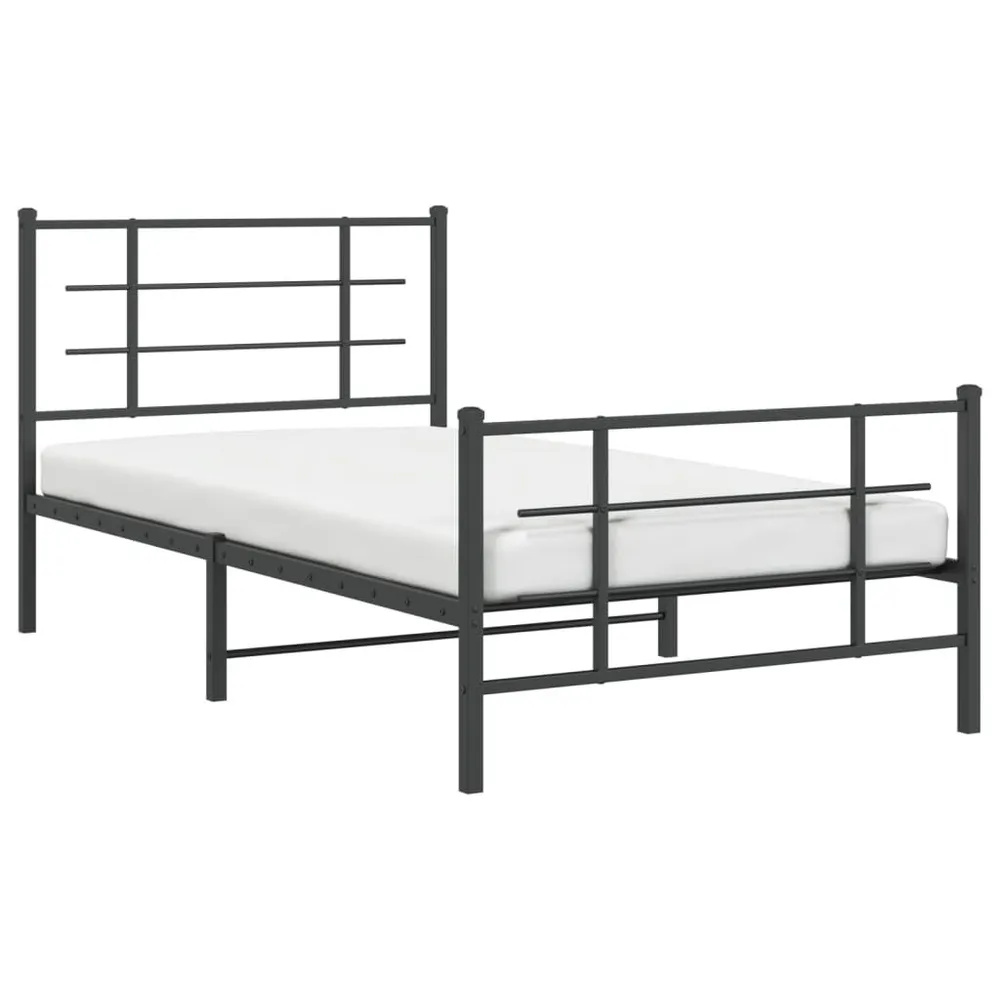 Estrutura de cama com cabeceira e pés 100x190 cm metálico preto