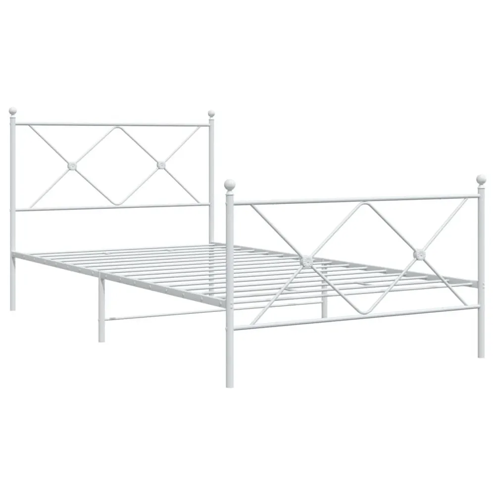 Estrutura de cama com cabeceira e pés 100x190 cm metálico branco