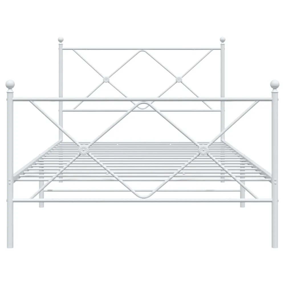 Estrutura de cama com cabeceira e pés 100x190 cm metálico branco