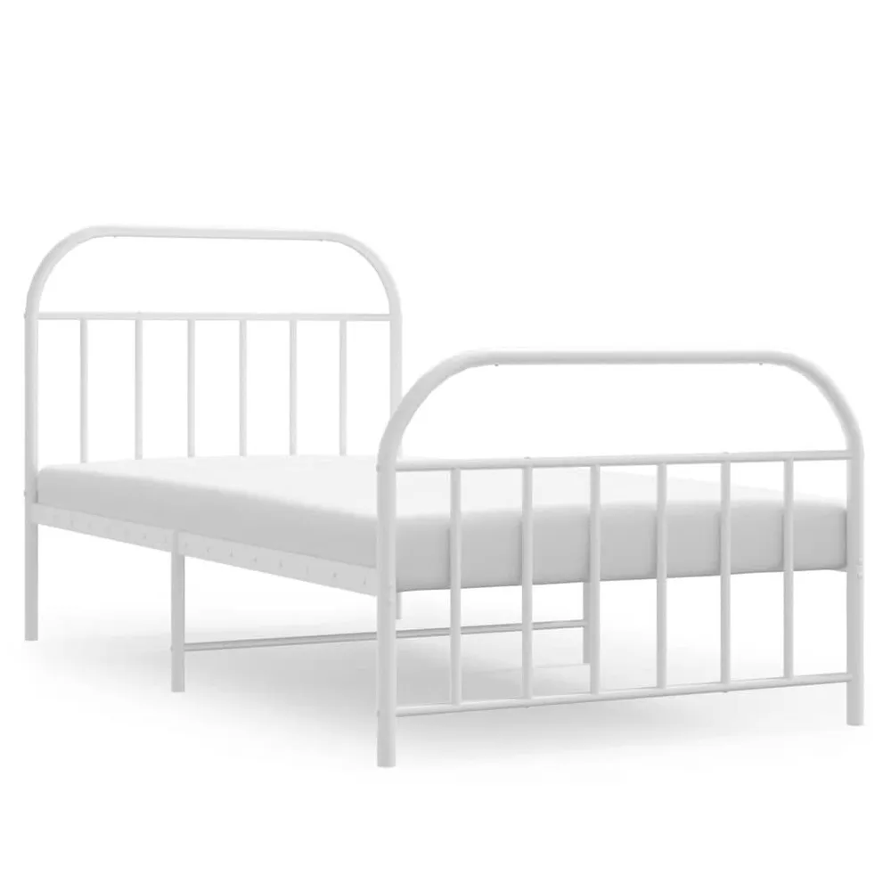Estrutura de cama com cabeceira e pés 100x190 cm metálico branco