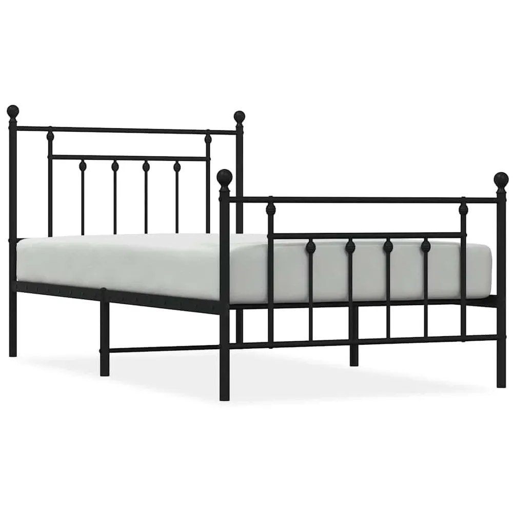 Estrutura de cama com cabeceira e pés 100x190 cm metálico preto