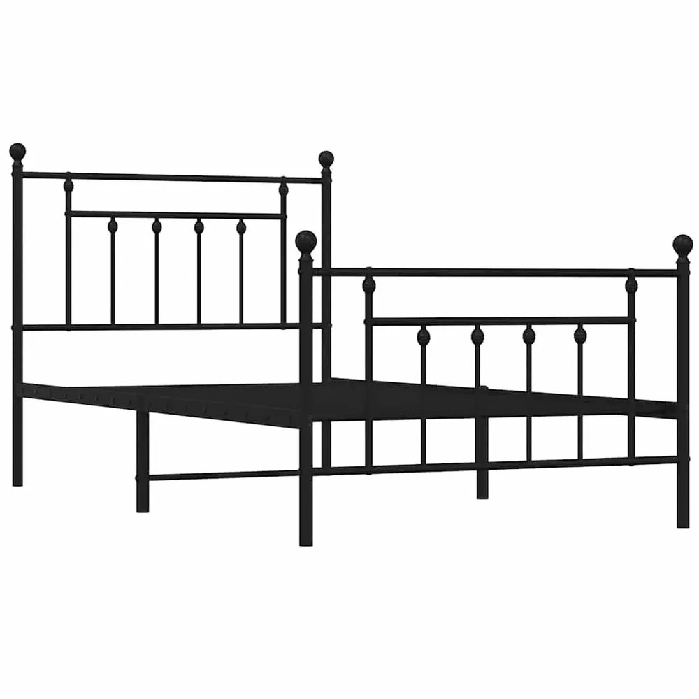 Estrutura de cama com cabeceira e pés 100x190 cm metálico preto