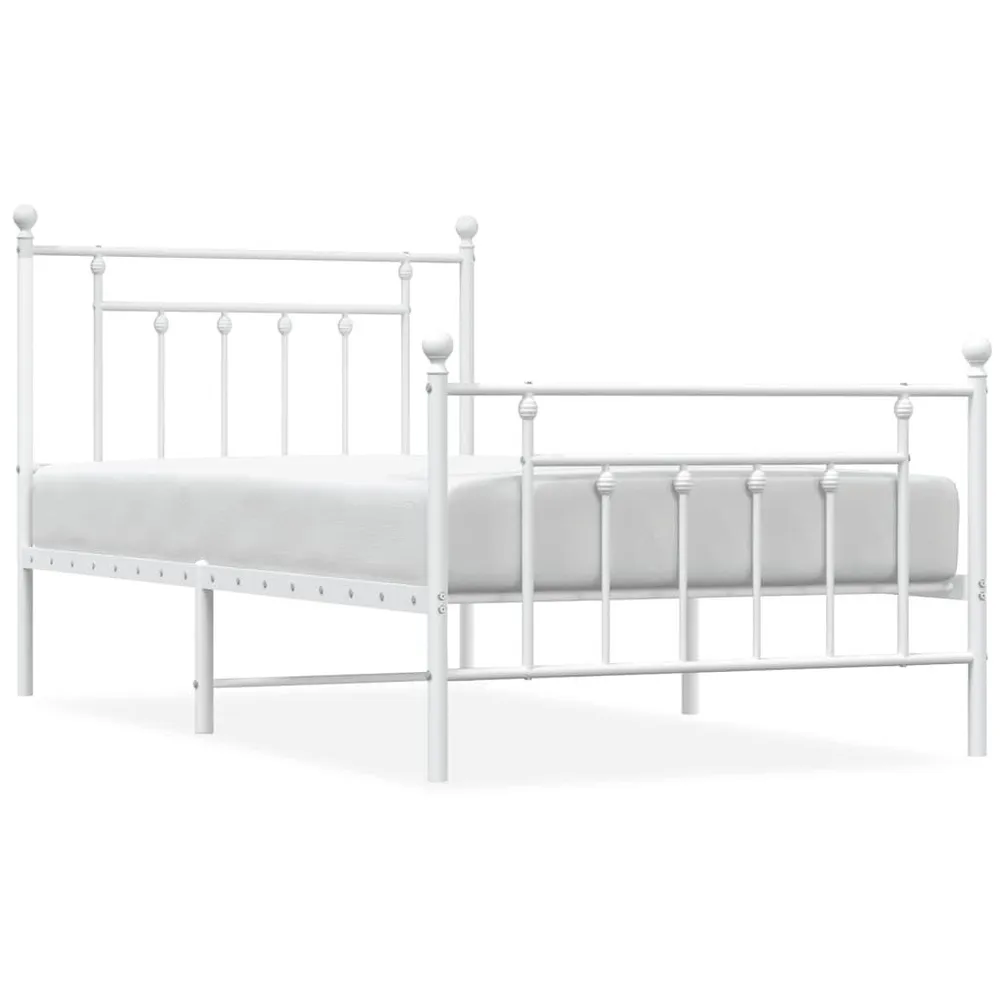 Estrutura de cama com cabeceira e pés 100x190 cm metálico branco